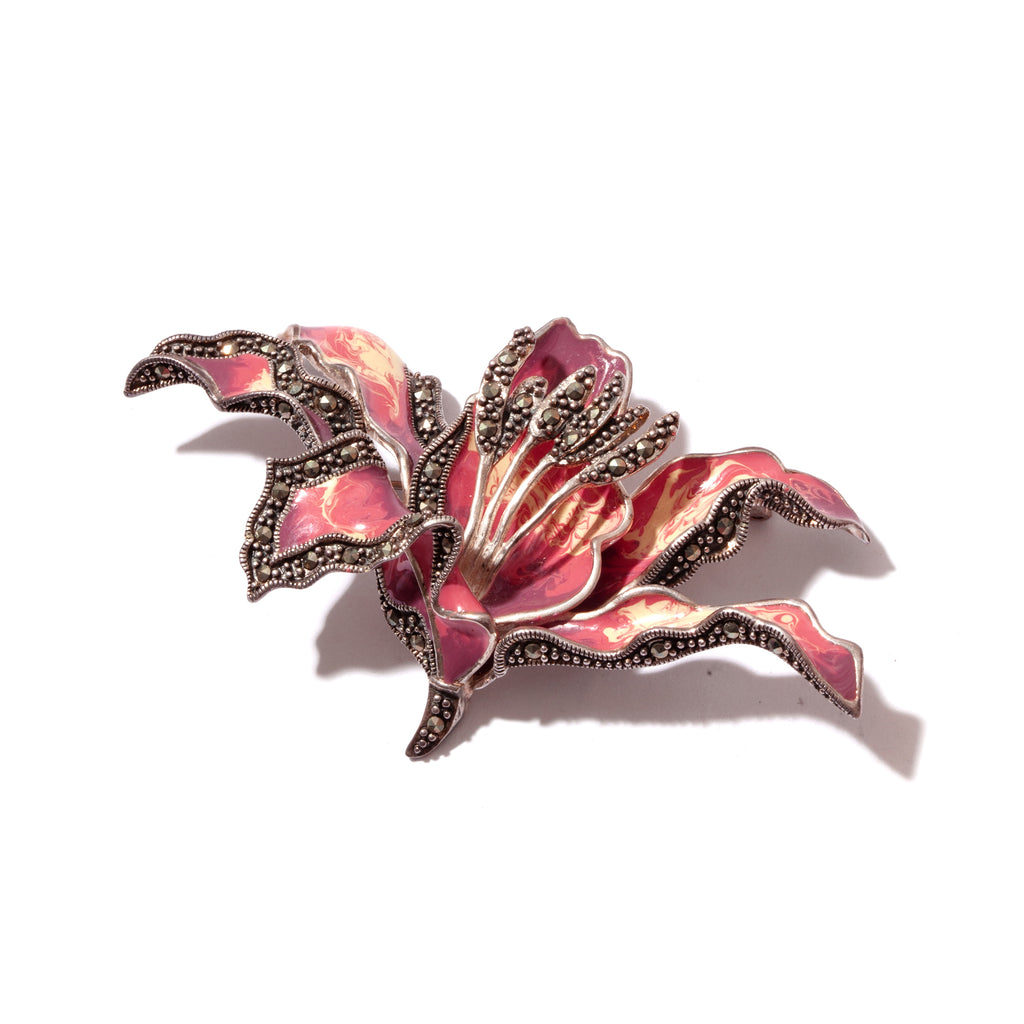 Magnificent Lily Flower Sterling Silver Statement Brooch