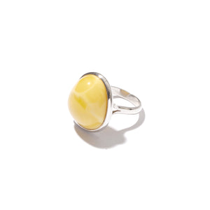Gorgeous Butterscotch Steerling Silver Statement Ring