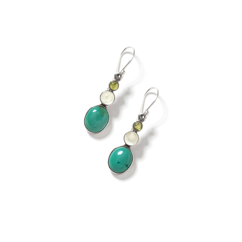Lovely Turquoise Prehnite Idocrase Sterling Silver Statement Earrings