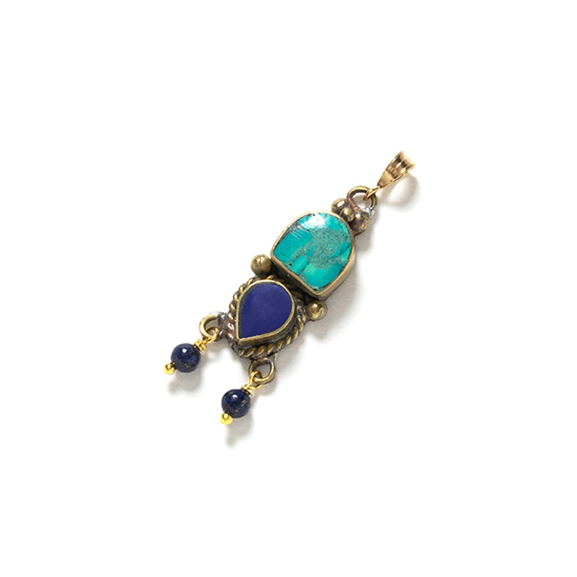 Himalayin Turquoise & Lapis Gold Plated Ceremony Necklace from Nepal