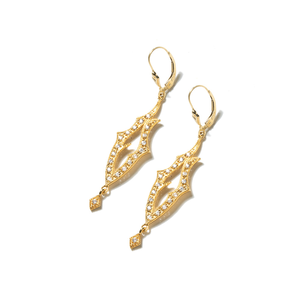 Beautiful Victorian Sparkling Crystal Gold Plated Statement Earrings