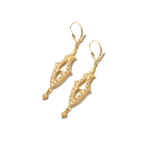 Beautiful Victorian Sparkling Crystal Gold Plated Statement Earrings