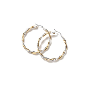 Stunning Twist Silver and Gold Silver Sterling Silver Hoops