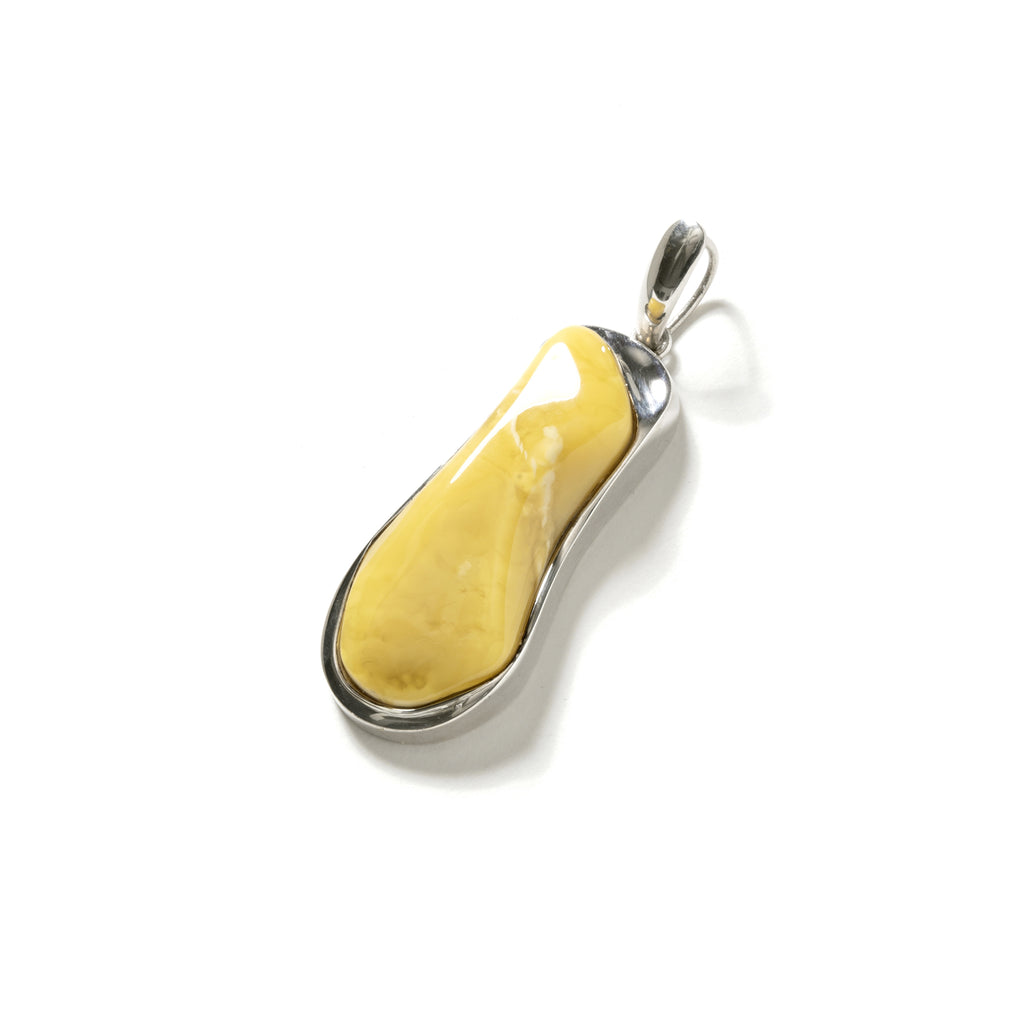Stunning Butterscotch Baltic Amber Contemporary Sterling Silver Statement Pendant