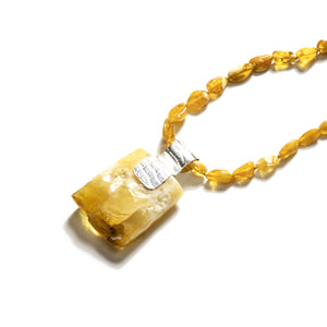 Polish Designer Baltic Butterscotch Amber Statement Pendant Necklace
