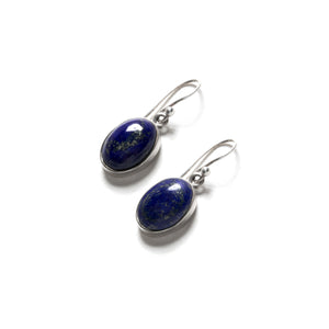 Lovely Blue Lapis Oval Sterling Silver Earrings