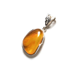 Swirls of Butterscotch in Translucent Honey Amber Sterling Silver Statement Pendant