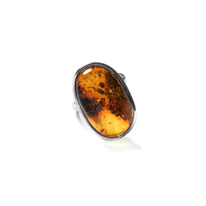Beautiful Cognac Baltic Amber Sterling Silver Statement Ring