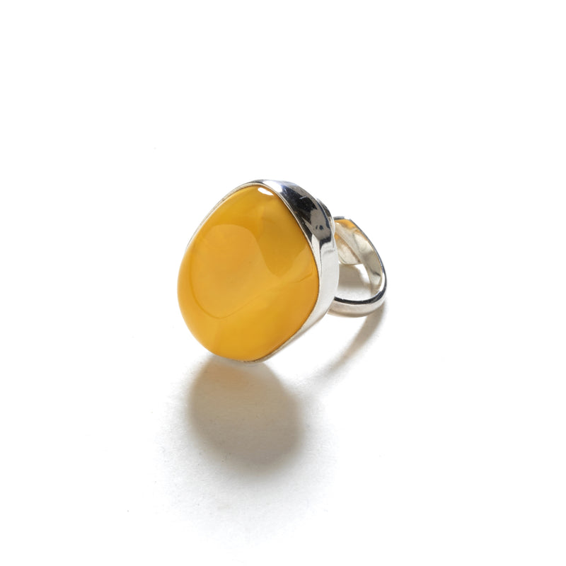 Gorgeous Natural Blended Butterscotch Amber Colors Sterling Silver Statement Ring