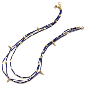 Stunning Lapis 3-Strand Layering Necklace with Golden Accents