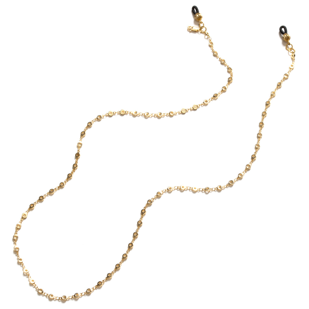 Sparkling Gold Plated Eye Glass Chain Necklace 28"
