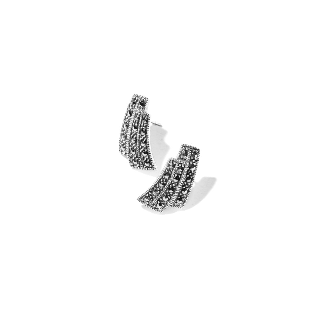 Unique Stunning Marcasite Sterling Silver Statement Earrings