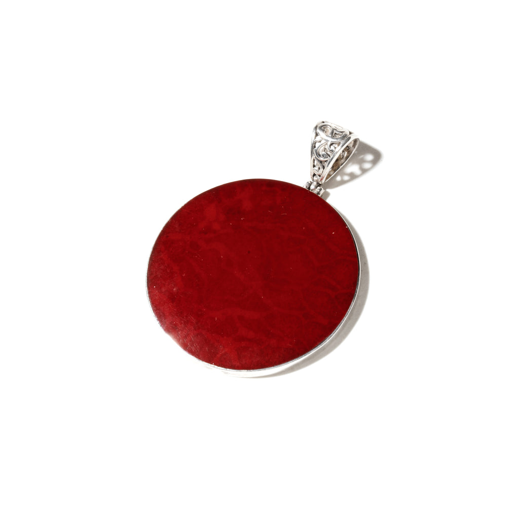 Lovely Balinese Coral Sterling Silver Pendant