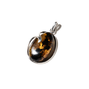 Dramatic Large Amber Sterling Silver Statement Pendant