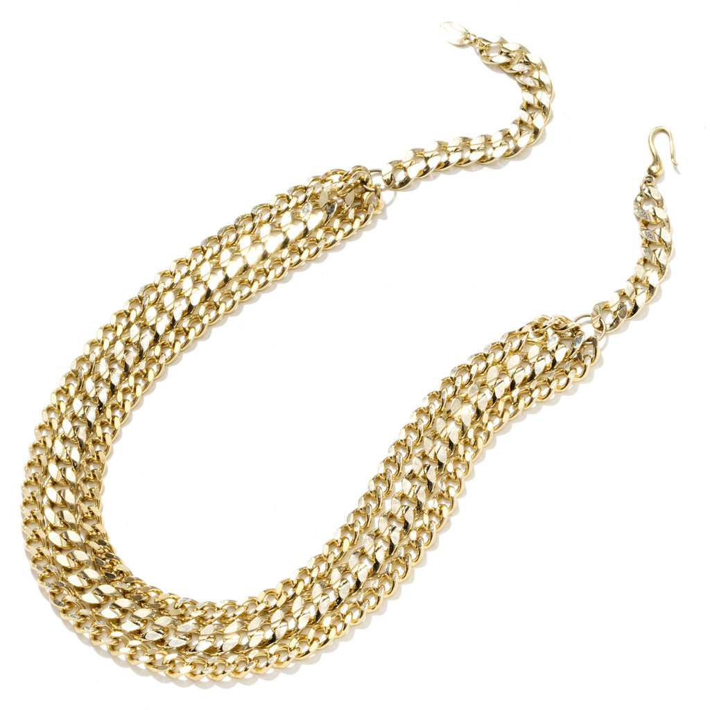 Shiny Layered Gold Plated Curb Chain Necklace
