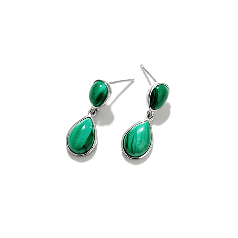 Vibrant Green Malachite Sterling Silver Earrings