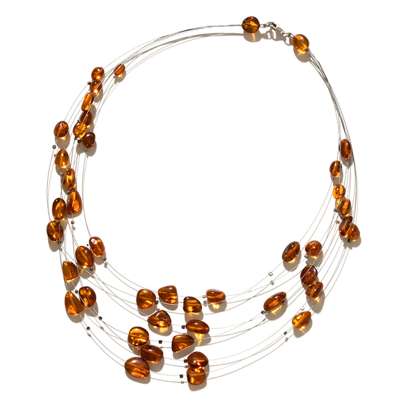 Gorgeous Baltic Cognac Amber Floating necklace
