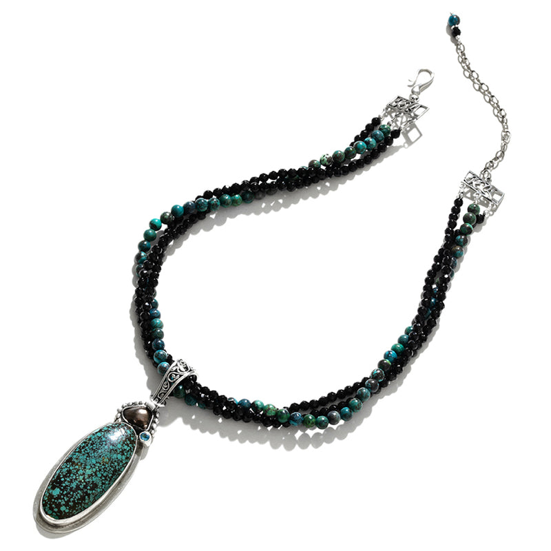 Stunning Fancy Turquoise Sterling Silver Statement Necklace