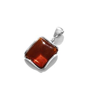 Stunning Clear Smooth Cognac Baltic Amber Sterling Silver Statement Pendant