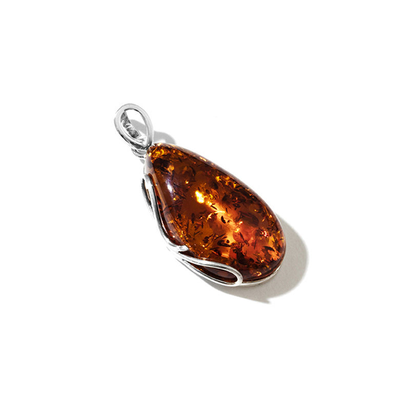 Beautiful Cognac Baltic Amber Sterling Silver Statement Pendants