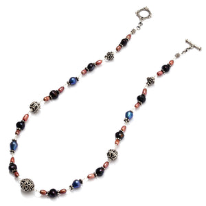 Happy Balinese Stone & Pearl Sterling Silver Necklace