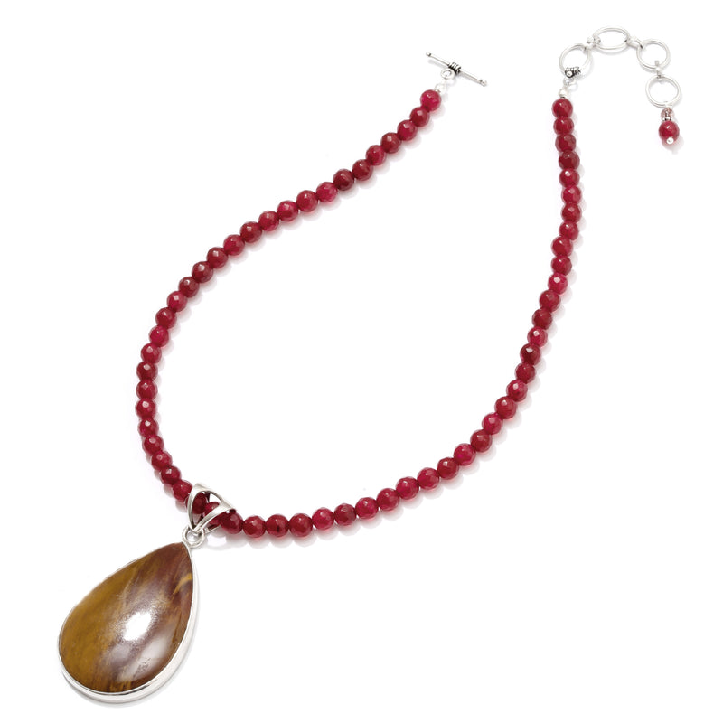 Gorgeous Colorful Mookaite Sterling Silver Statement Necklace