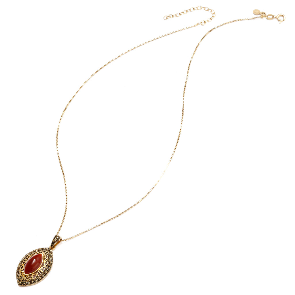 Beautiful Art Nouveau Style Carnelian Gold Plated Necklace