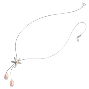 Beautiful Pink Pearl Starfish Sterling Silver Necklace*