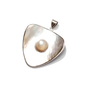 Gorgeous Large Mabe Pearl Shell Sterling Silver Pendant
