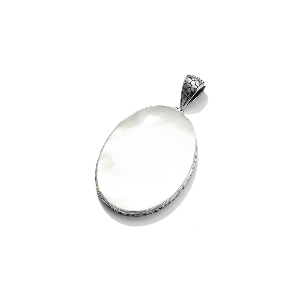 Balinese White Shell Sterling Silver Statement Pendant