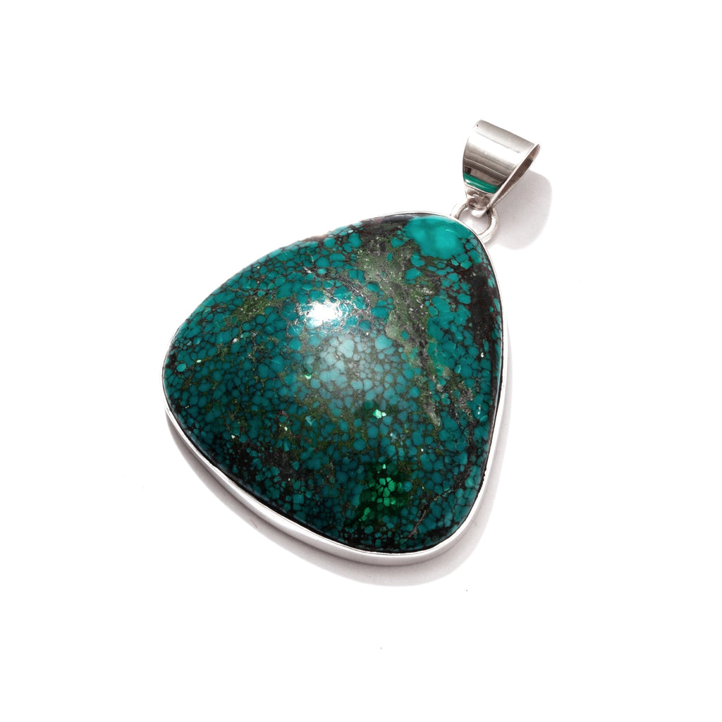 Amazing Large Genuine Turquoise Sterling Silver Statement Pendant
