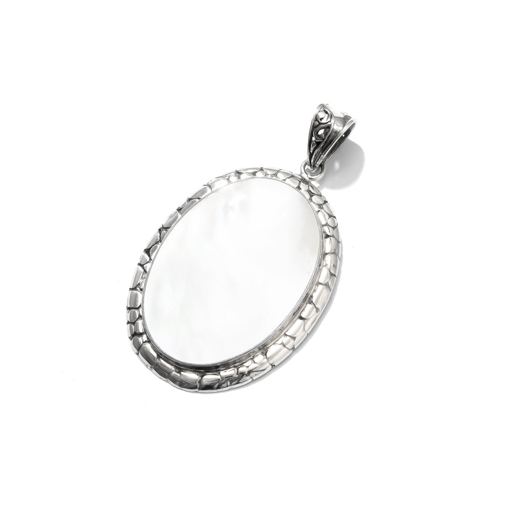 Beautiful Shimmering White Shell Sterling Silver Pendant
