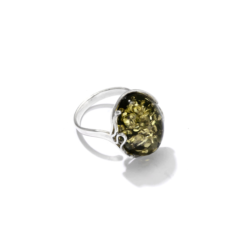 Sparkling Baltic Amber Sterling Silver Ring size 9-10