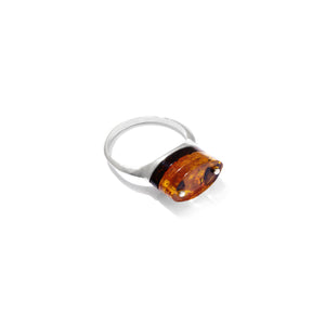 Adorable Layered Amber Cognac Sterling Silver Modern Ring