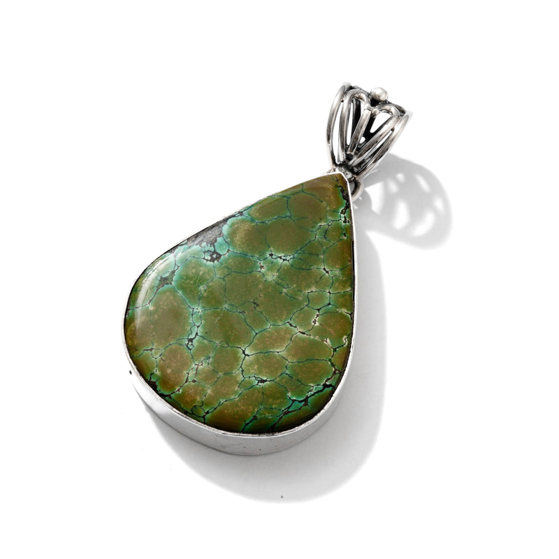Magnificent Green Turquoise Sterling Silver Statement Pendant