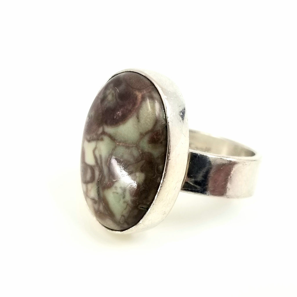 Swirling Natural Picture Jasper Sterling Silver Ring