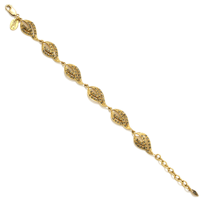 Elegant 14kt Gold Plated Marcasite Statement Bracelet