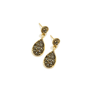Beautiful 14kt Gold Plated Marcasite Statement Earrings