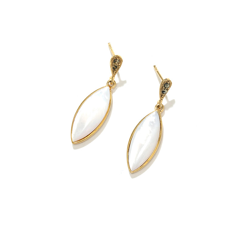 Shimmering White Mother of Pearl Gold Plated Contessa Earrings