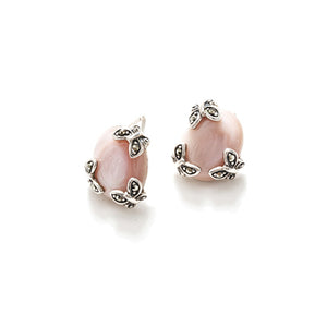 Gorgeous Pink Shell Marcasite Butterflies Sterling Silver StudStatement Earrings