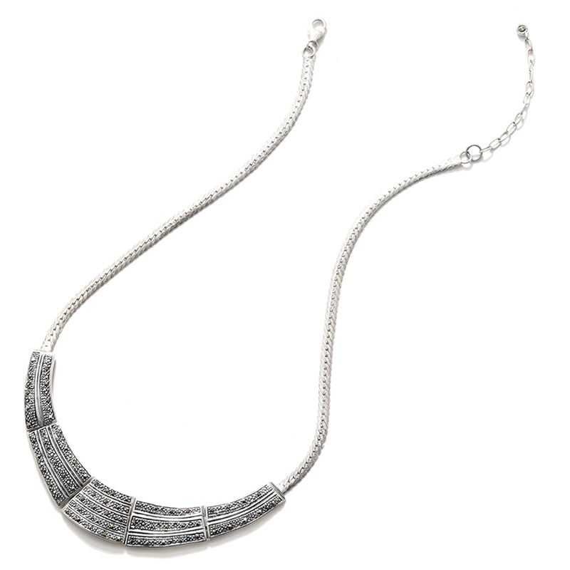 Elegant Marcasite Collar Style Sterling Silver Statement Necklace