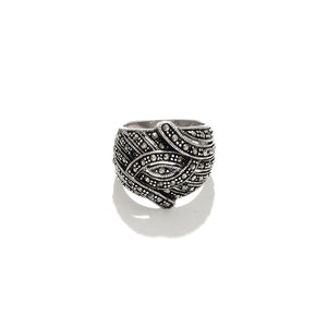 Lovely Free Wheeling Design Marcasite Sterling Silver Statement Ring
