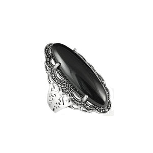 Gorgeous Stones with Filigree & Marcasite Sterling Silver Ring