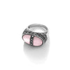 "Sophisticated Lady" Mother of Pearl Marcasite Pink and White Sterling Silver Ring