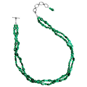 Smooth Malachite and Green Agate Double Strand Beaded Necklace