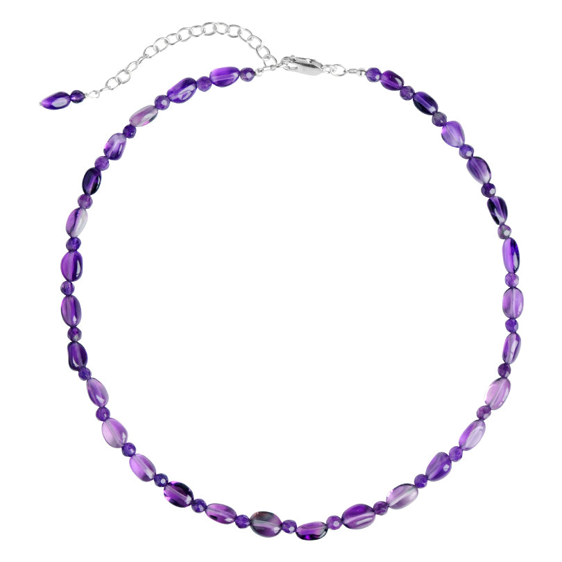 Vibrant Amethyst Beaded Sterling Silver Necklace