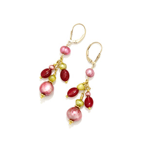 Beyond Gorgeous Cluster Of Pearls and Gems Gold Filled Statement Earrings