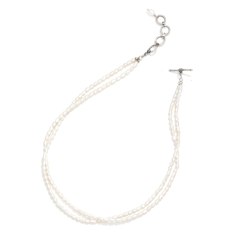 Shimmering White Fresh Water Petite Pearl Double Strand Necklace