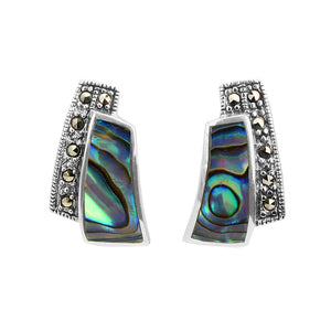 Vibrant Abalone and Marcasite Sterling Silver Statement Earrings