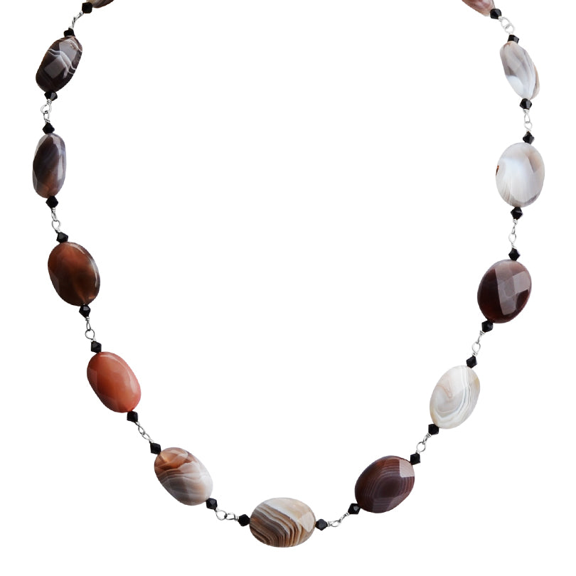 Sterling Silver Banded Agate Necklace
